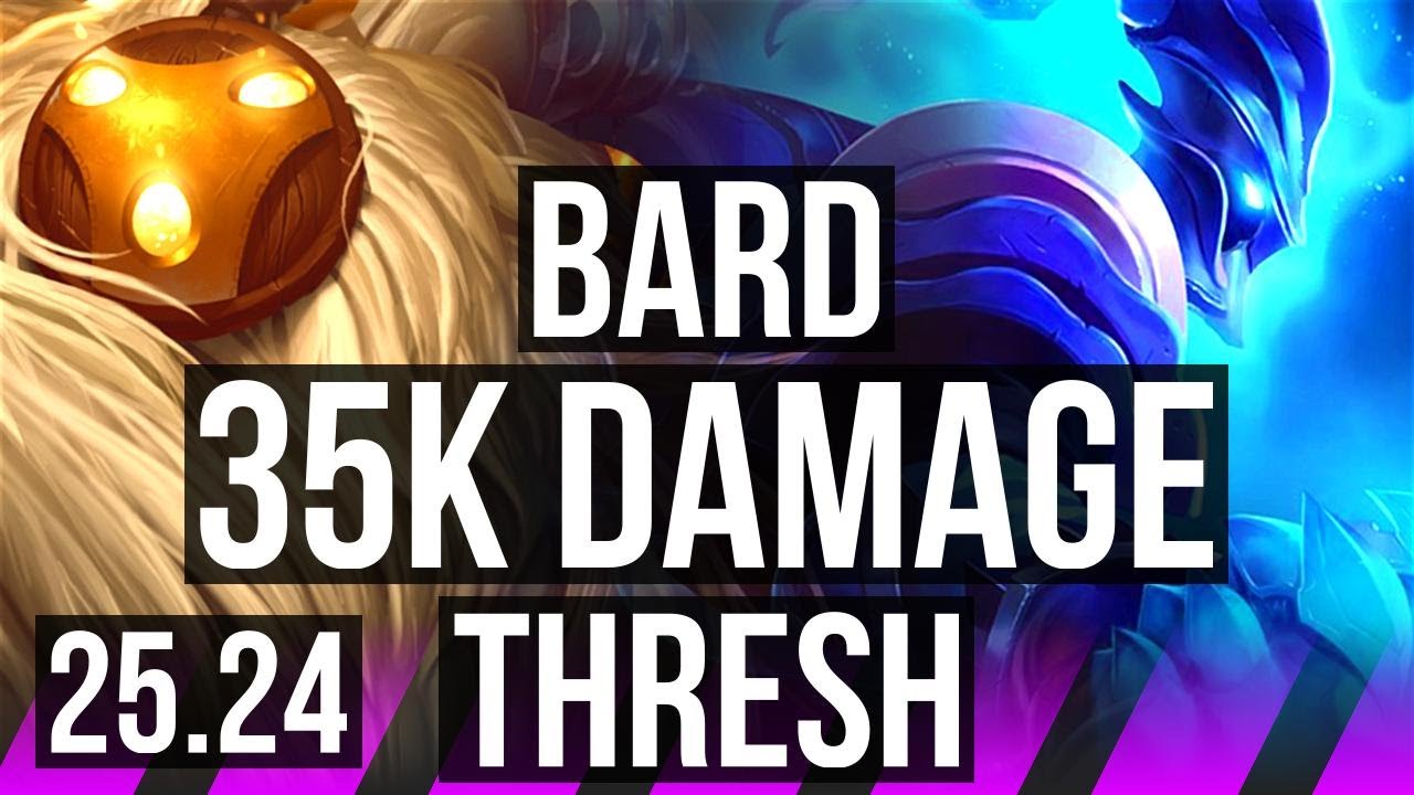 BARD & Ezreal vs THRESH & Cassiopeia (SUP) | 35K damage | NA Grandmaster | 25.24