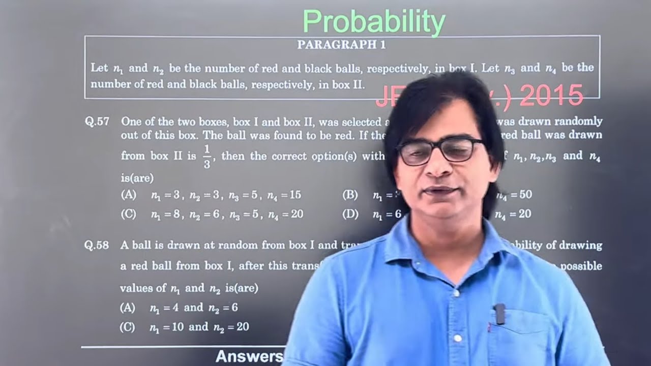 JEE Advanced 2015 | Probability | Let n₁ and n₂ be the number of red and black balls, respectivel