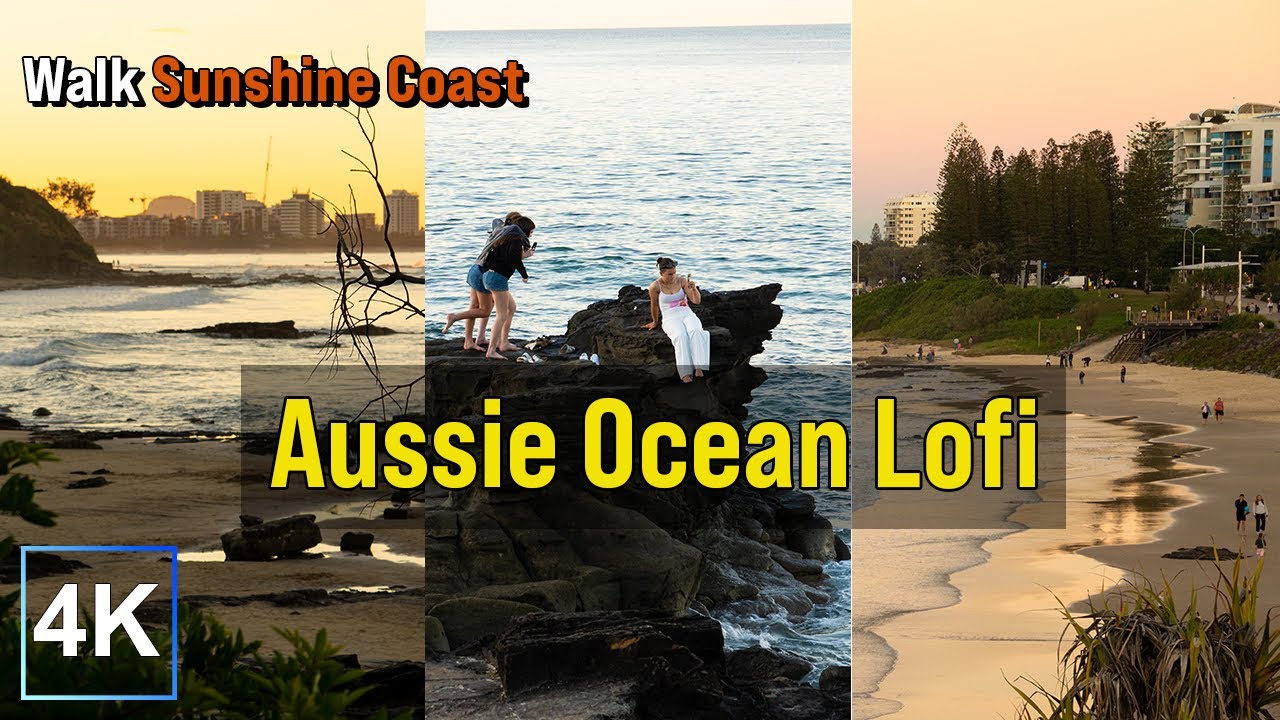Aussie Sunset Vibes | Sunshine Coast Ocean & Lofi Beats | 4K