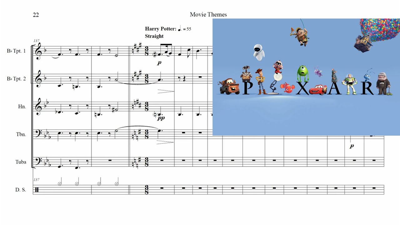 Temas de filmes famosos Pixar/Disney - Quinteto Partituras Legais