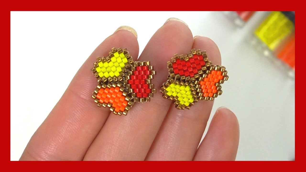 Aretes/corazones/peyote trinagular.