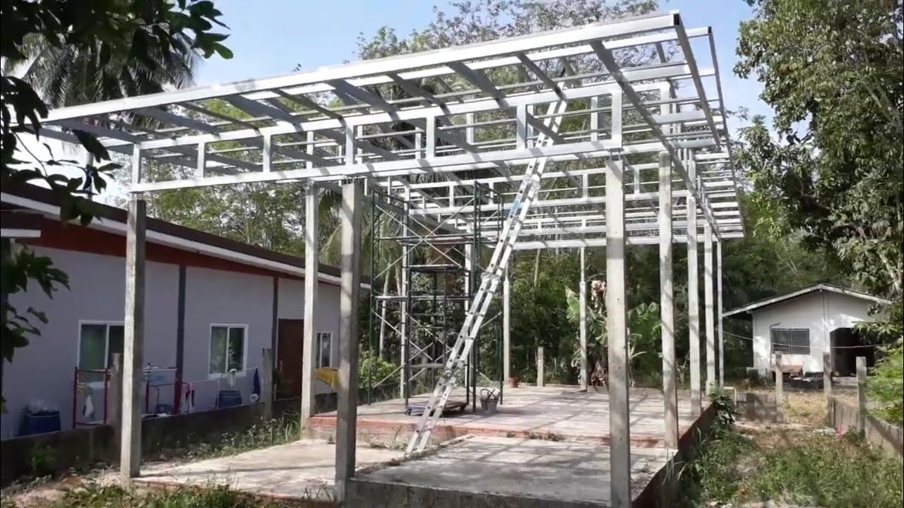 โครงหลังคาเหล็กทรงโมเดิร์นชั้นเดียว