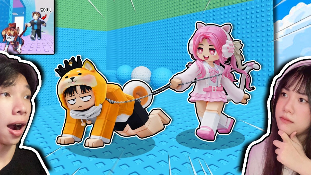 Thử Thách Leo Tháp Troll Làm Thú Cưng Của Người Yêu 🤣 Ngáo Và Kemy Troll Dog Tower Roblox 🐶