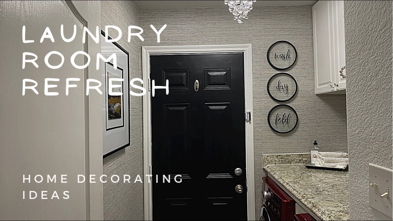 DIY|Textured Wall Paper|Laundry Room Refresh|Organization Tips