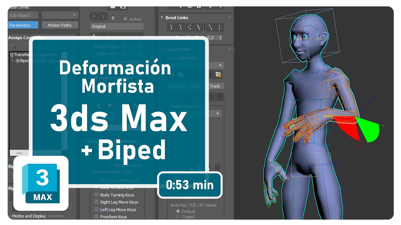 Crea deformaciones MORFISTAS de tu personaje con SKIN MORPH con 3DSMAX y CHARACTER STUDIO ( BIPED )