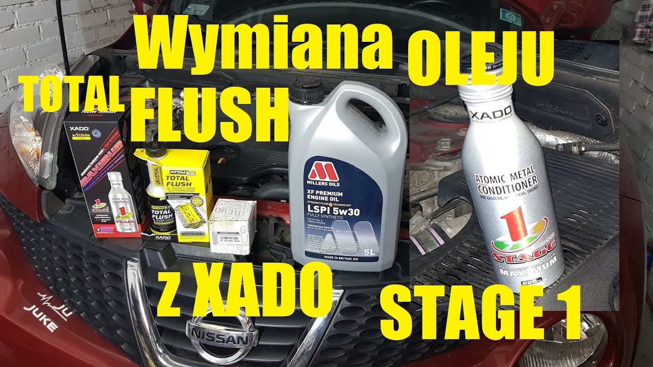 PŁUKANKA XADO TOTAL FLUSH + STAGE 1 MAXIMUM + MILLERS LSPI 5W30 - WYMIANA OLEJU Z DODATKAMI W GARAŻU