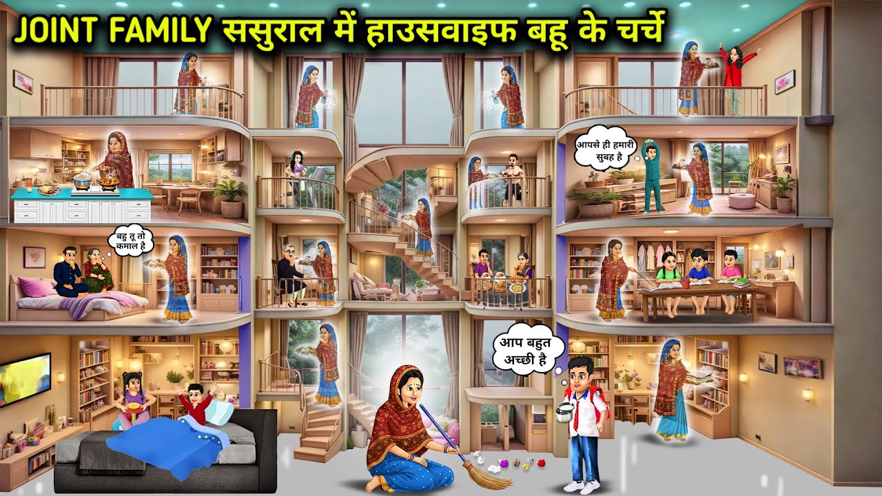 जॉइंट फैमिली ससुराल में हाउसवाइफ के चर्चे||Cartoon Videos Discussions about housewife in joint fami