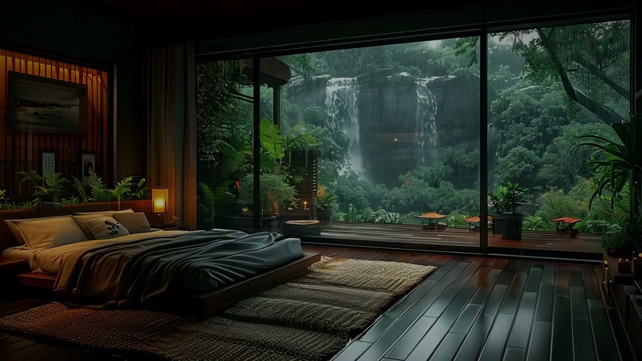 Tropical Rainforest Bedroom (No Ads) 🌿 | Gentle Rain 🌧️ & 432Hz For Peaceful Sleep & Healing 🧘