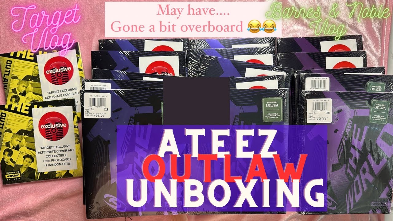 Unboxing 22 copies of Ateez Outlaw! + Target and B&N Vlog