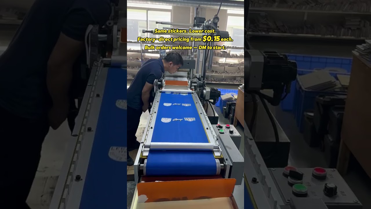 Same stickers. Lower cost. Factory-direct pricing from $0.15 each.