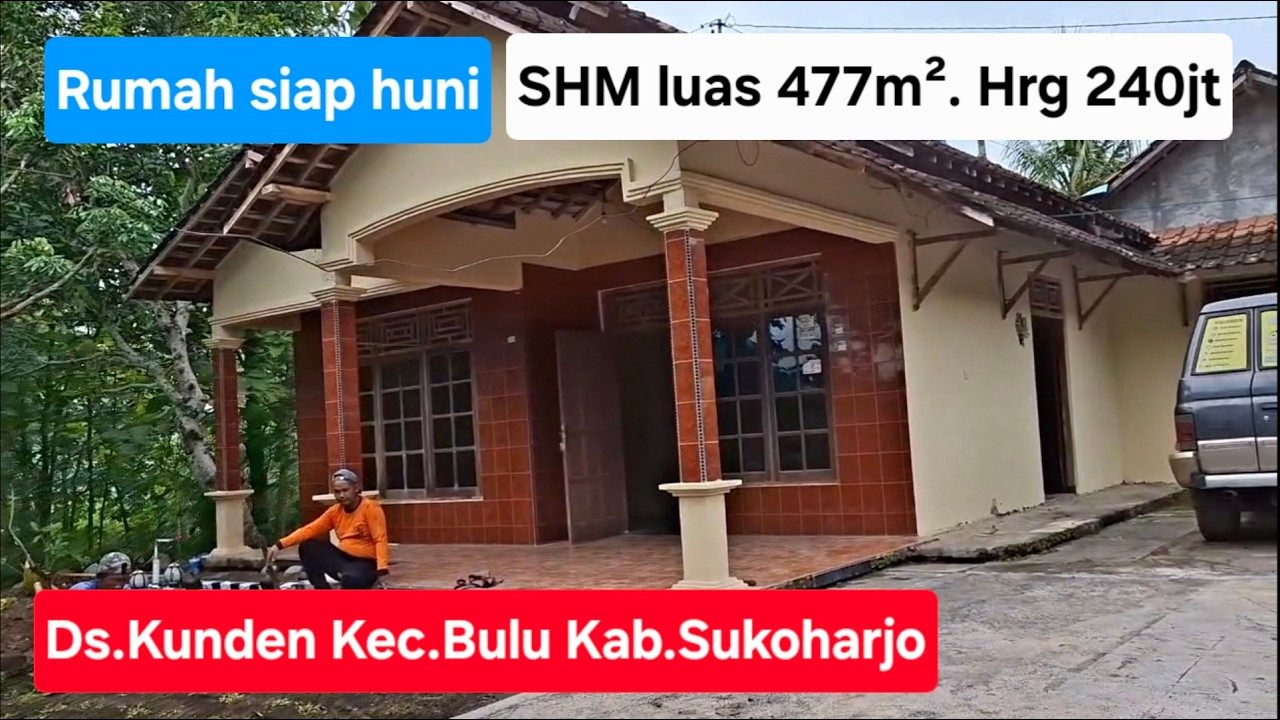 Rumah siap huni SHM luas 477m² hrg 240jt. LokasiDs.Kunden Kec.Bulu Kab.Sukoharjo