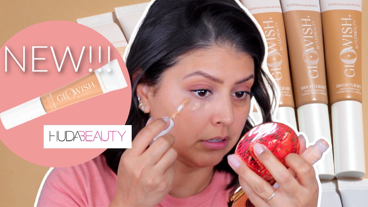 NEW FAVORITE CONCEALER?! GLOWISH BY HUDA BEAUTY BRIGHT LIGHT HYDRATING SHEER VEGAN CONCEALER REVIEW