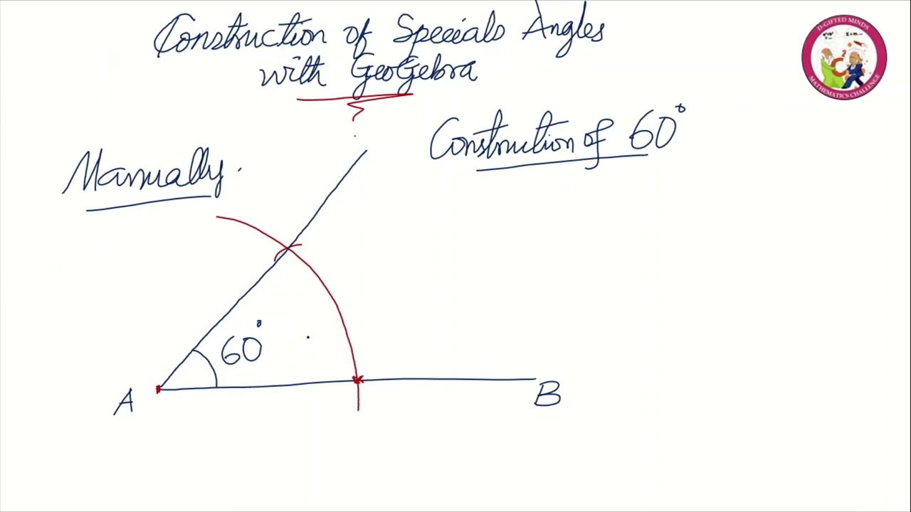 Construction of Angle 60 degrees with GeoGebra || Just4Maths