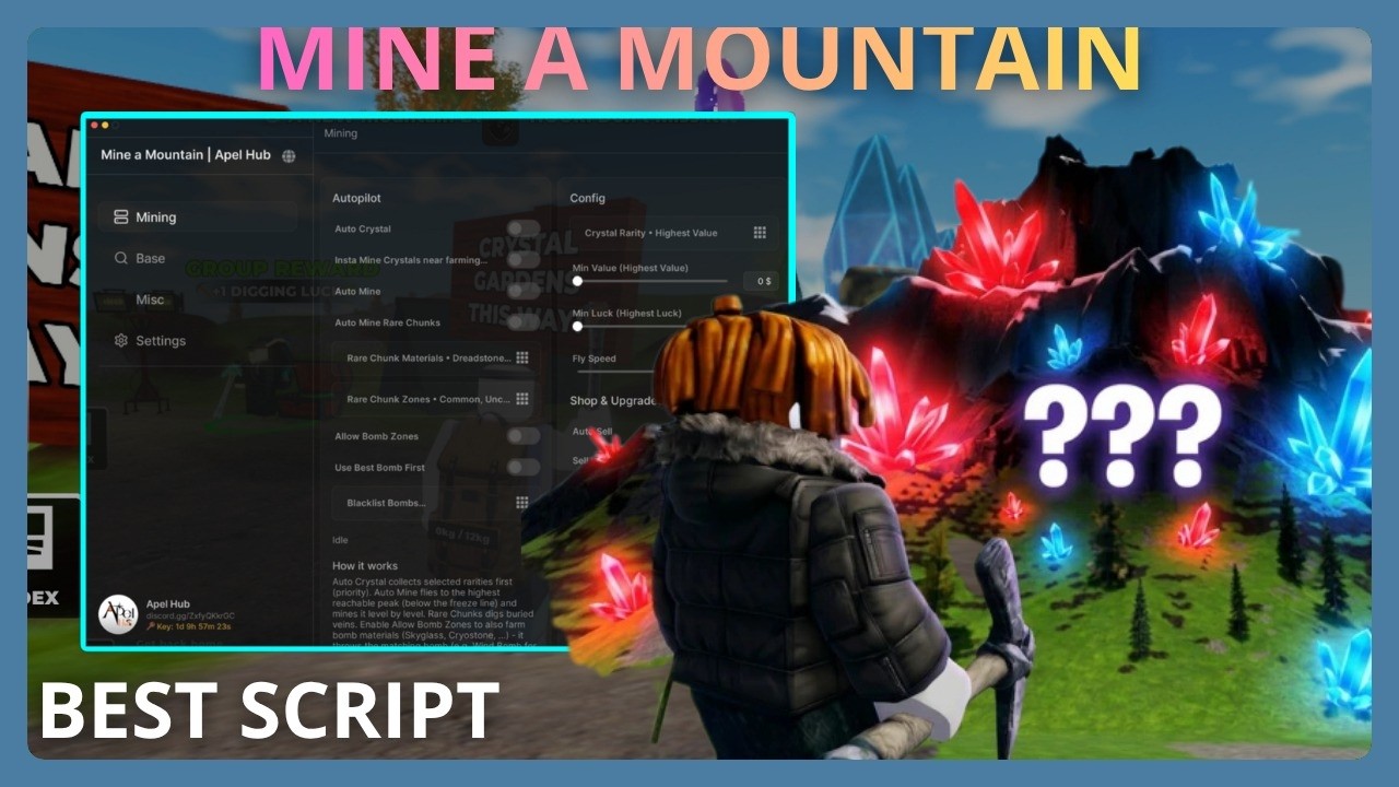 MINE A MOUNTAIN Script - AUTO FARM, MINE CRYSTAL, INSTA MINE, etc