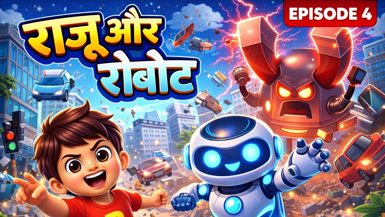 Raju Aur Robot Episode 4 | Magnet Machine Attack 🤖⚡ | Hindi Cartoon for Kids | Robot Wala Video
