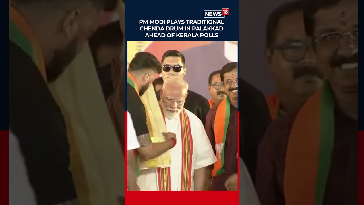 PM Modi Tries An Iconic Drum Of Kerala, Chenda, During A Public Gathering In Palakkad | N18S