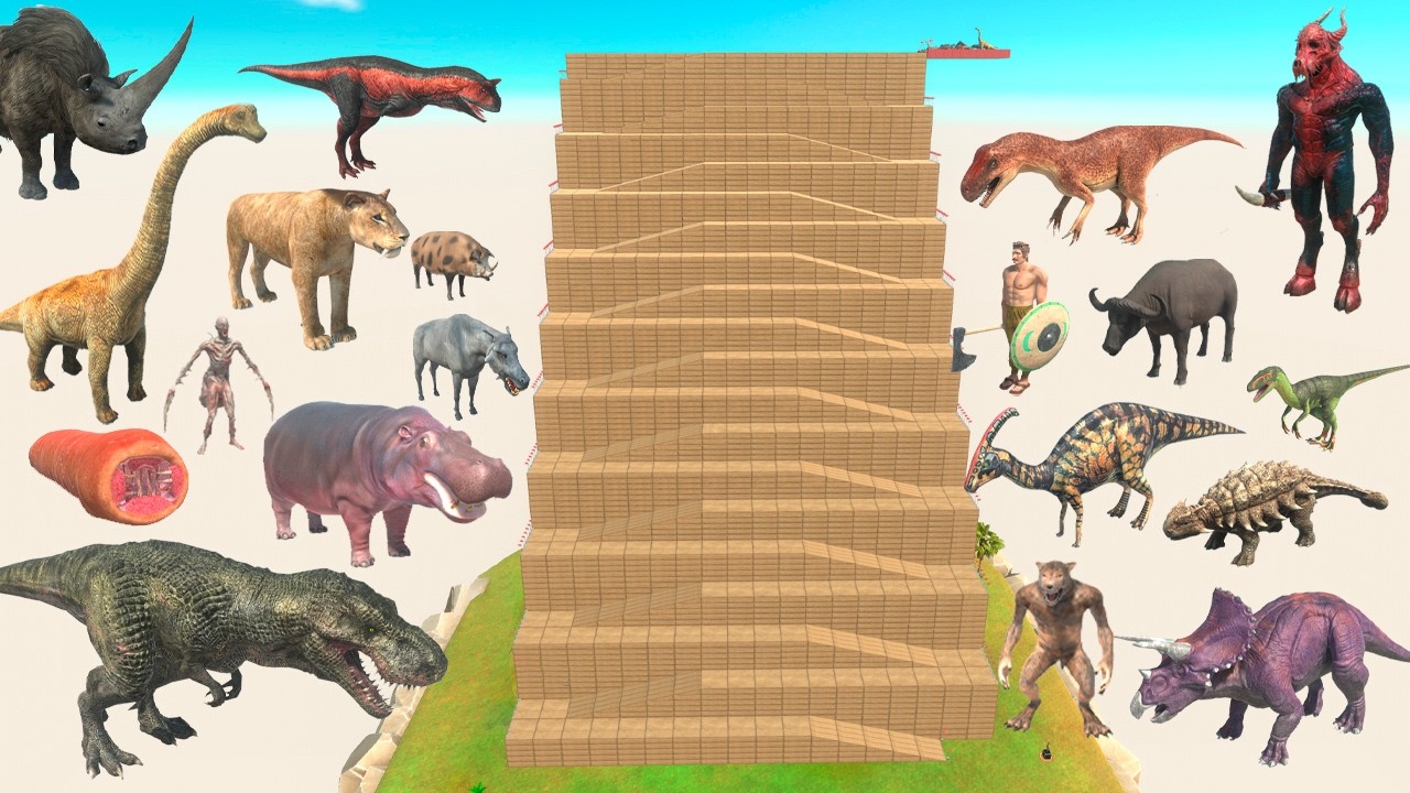Zigzag Mountain Run: Who's the Fastest? - Animal Revolt Battle Simulator