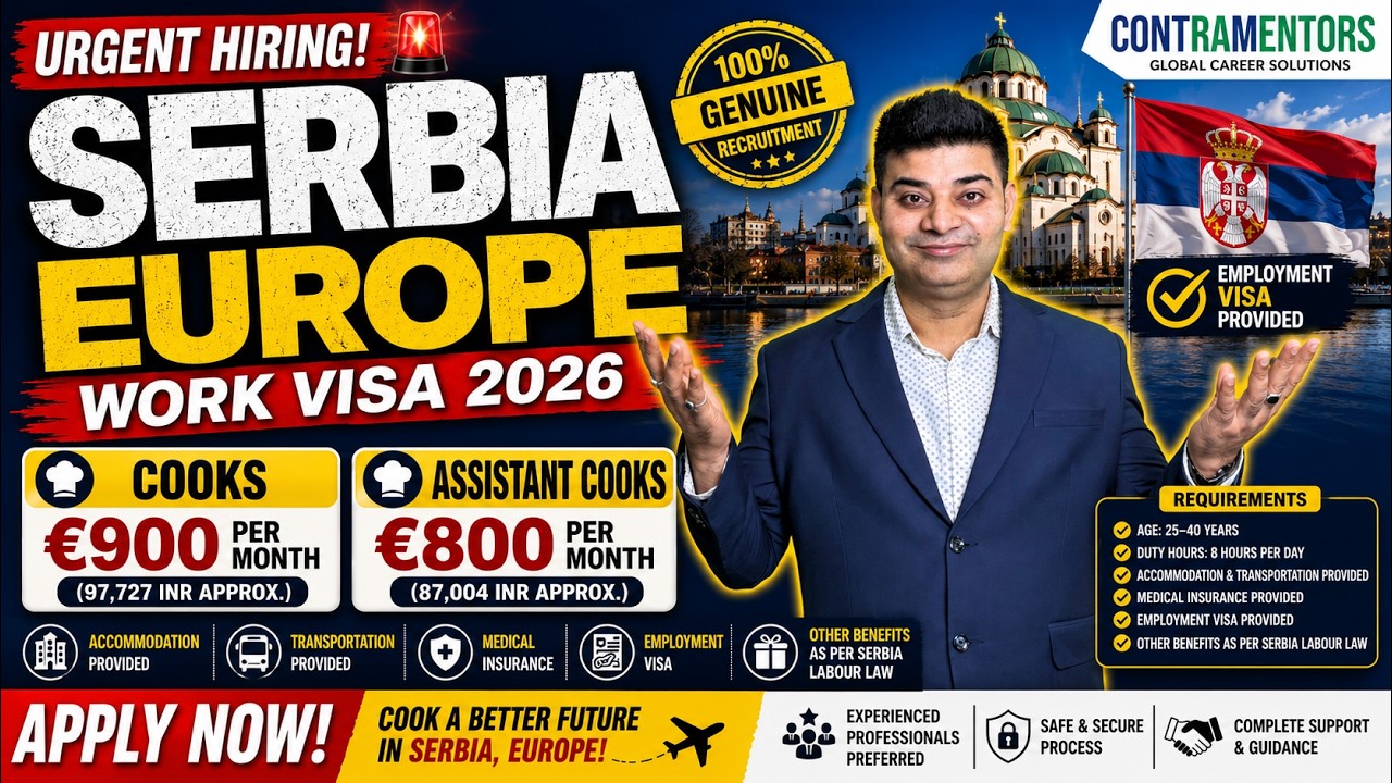 Serbia Work Visa 2026 | Cook & Assistant Cook Jobs | Europe Hiring | Salary Up to &euro;900 | Apply Now