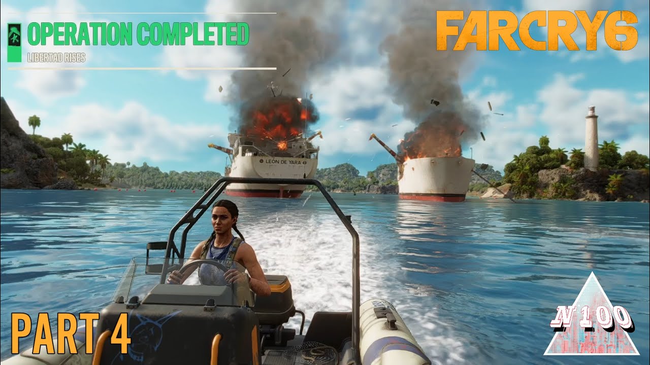 Far Cry 6, часть 4, высокое разрешение. Либертад восстаёт, захватывая доки и сбегая с острова Сан...