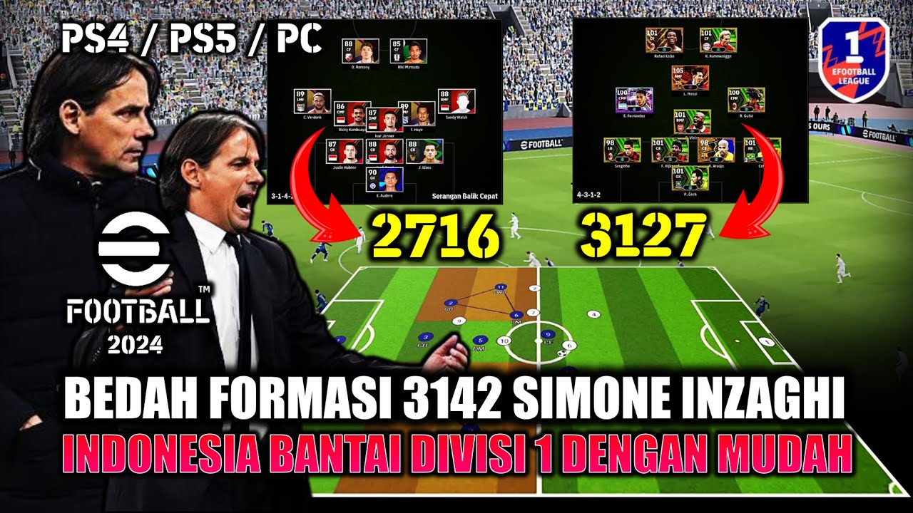 Formasi eFootball 2024 Serangan Balik Cepat 3-1-4-2 [PS4/ PS5/ PC/ Mobile]