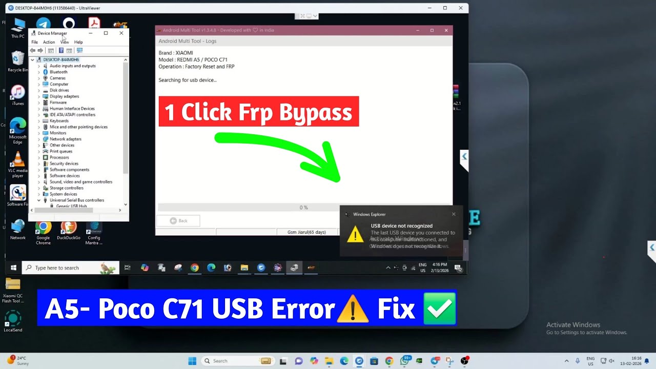 Redmi A5- Poco C71 Frp Bypass | USB Not Recognized