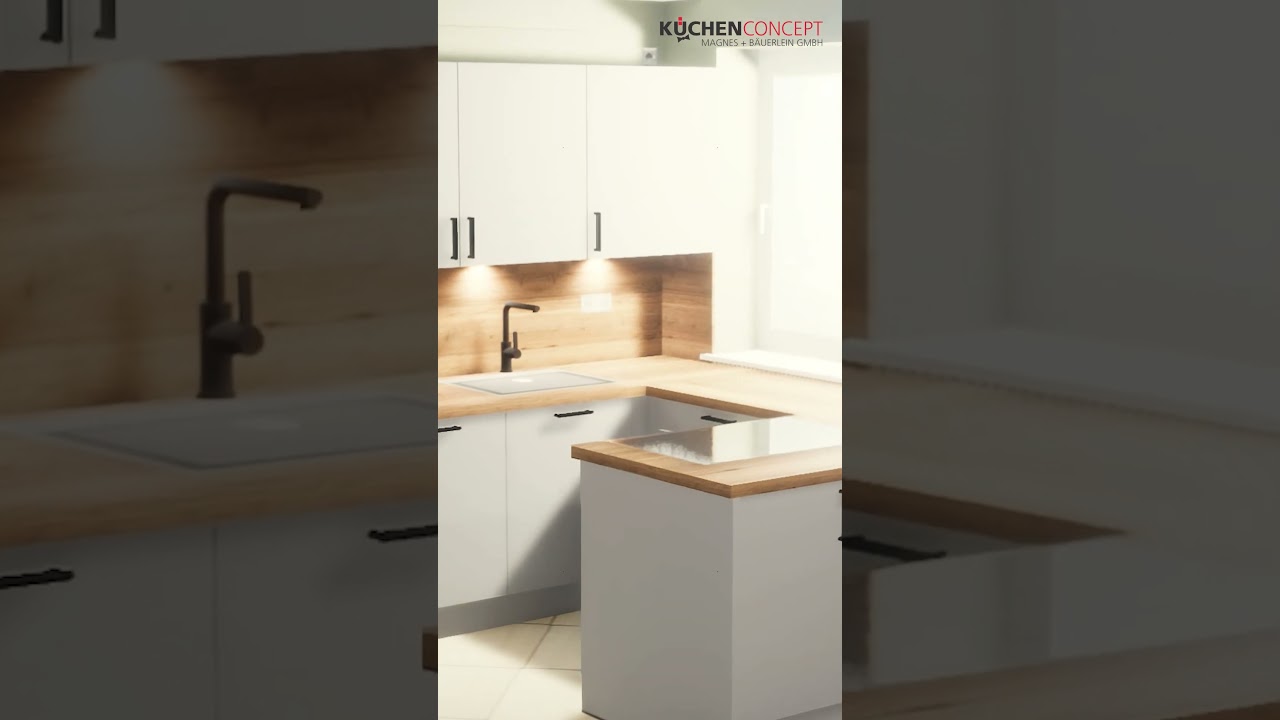 3D Visualisierung kleine K&uuml;che mit pfiffiger Backofenposition