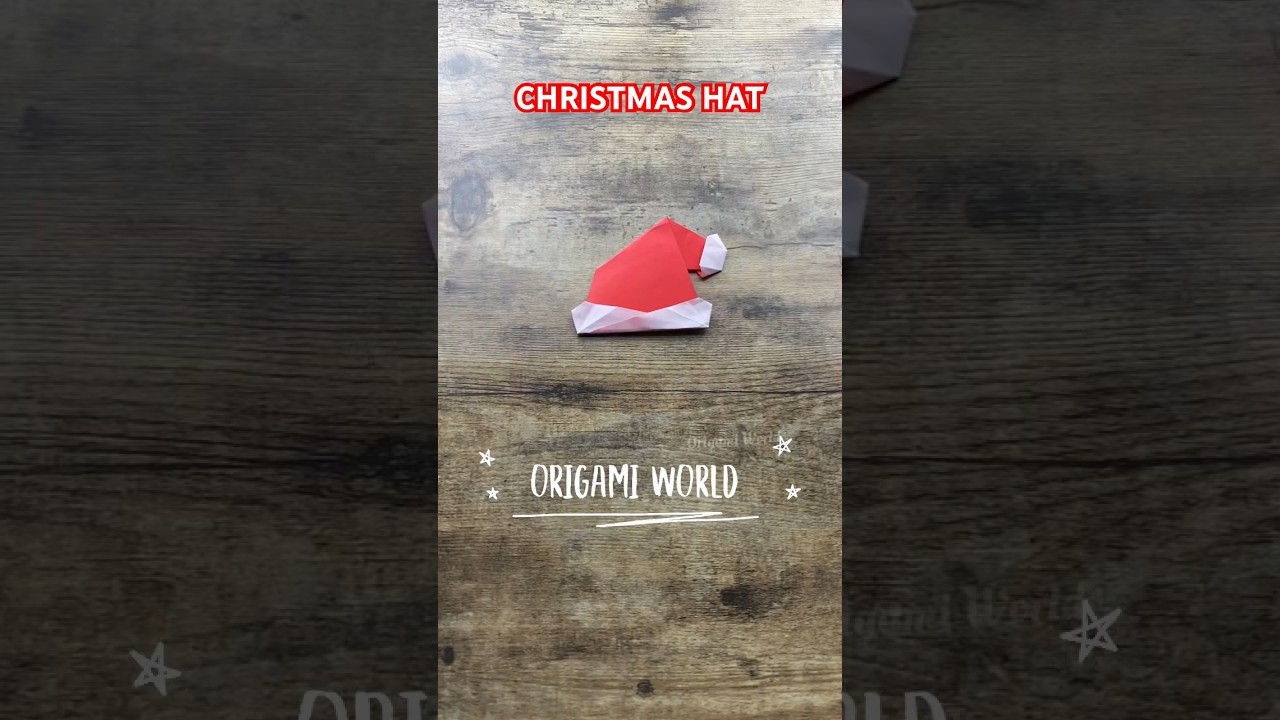 ORIGAMI CHRISTMAS SANTA HAT TUTORIAL | SANTA HAT ORIGAMI PAPER FOLDING CHRISTMAS DECORATION CRAFTS
