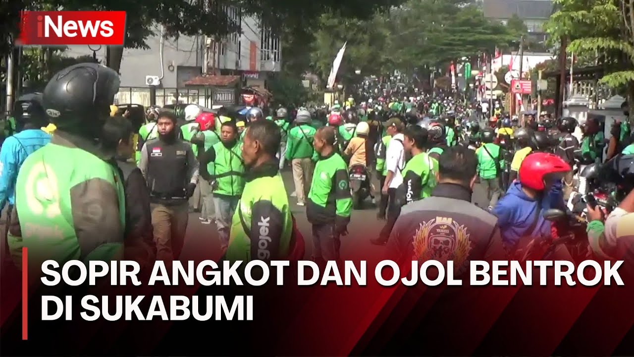 Sopir Angkot dan Pengemudi Ojek Online Bentrok di Depan Balai Kota Sukabumi