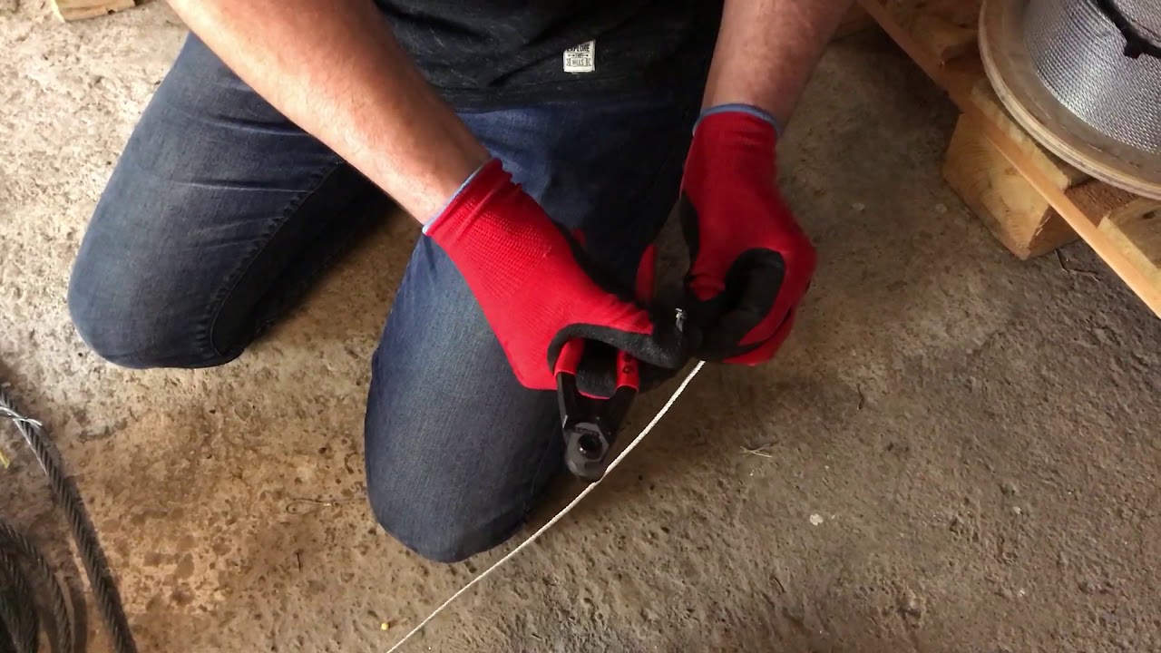 Werkhandschoen Zwart/Rood met staalkabel