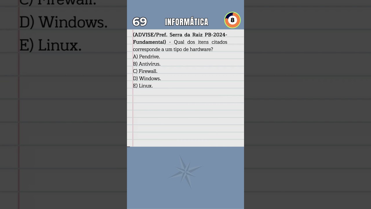 💾 QUESTÃO DE CONCURSO - INFORMÁTICA N° 69 #shorts  #concurso  #concursospúblicos  #concursos  #quiz