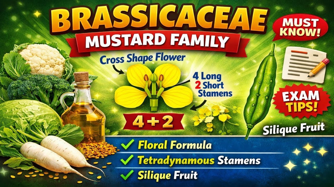 Brassicaceae Family in One Shot 🥬🌼 | Floral Formula, Tetradynamous & Silique Fruit | Mustard Family 
