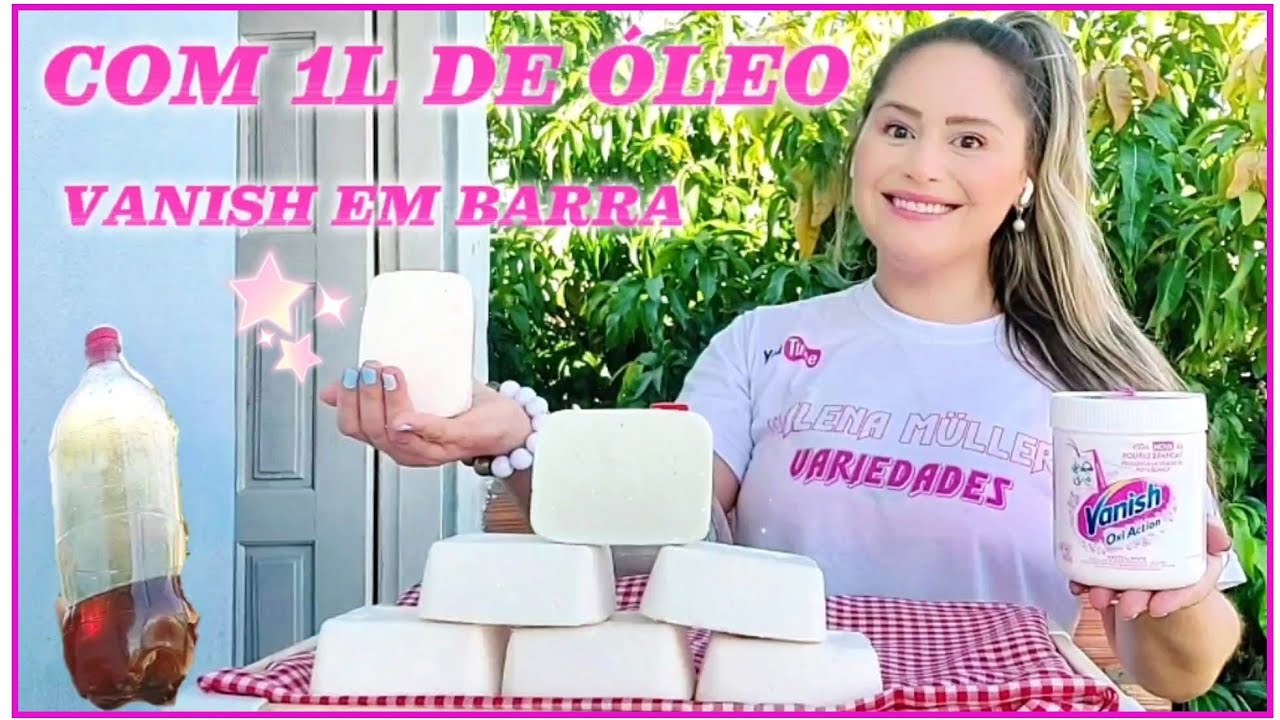 😱 VANISH EM BARRA FEITO COM 1 LITRO DE ÓLEO USADO - SABÃO BRANQUEADOR, PERFUMADO, TININDO DE BRANCO😱