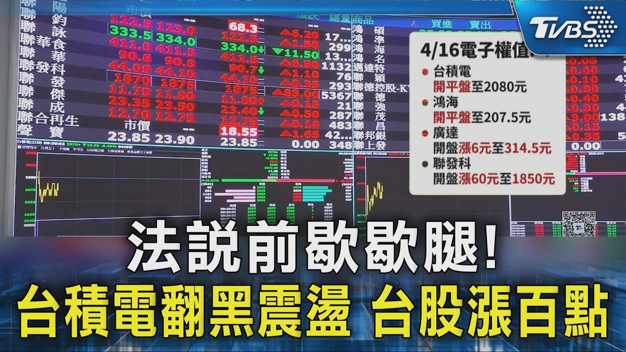 法說前歇歇腿! 台積電翻黑震盪 台股漲百點｜TVBS新聞 @TVBSNEWS02