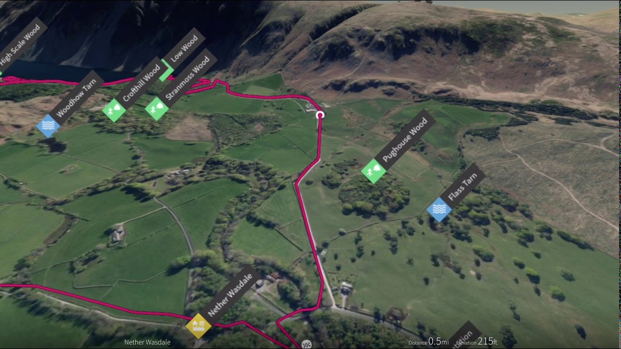 Wast Water and Nether Wasdale, Lake District - 3D fly-through