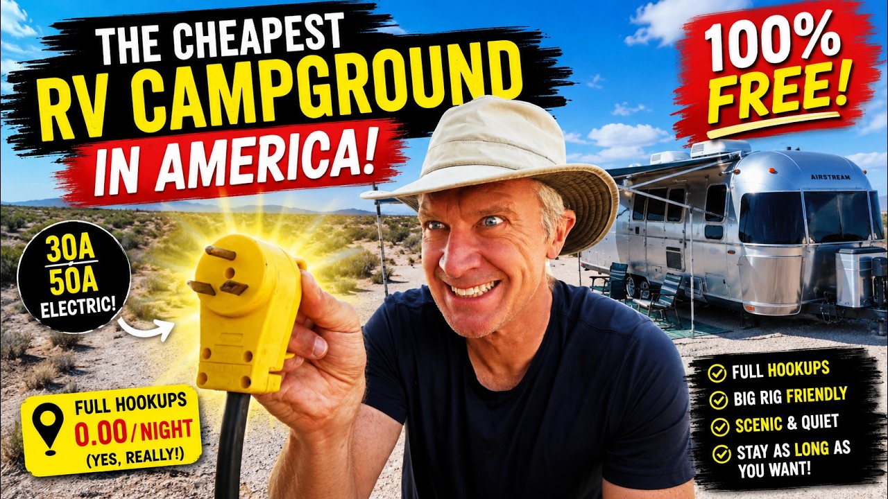 The Cheapest RV Campground in America with 30A/50A Electric -- 100% FREE! :O