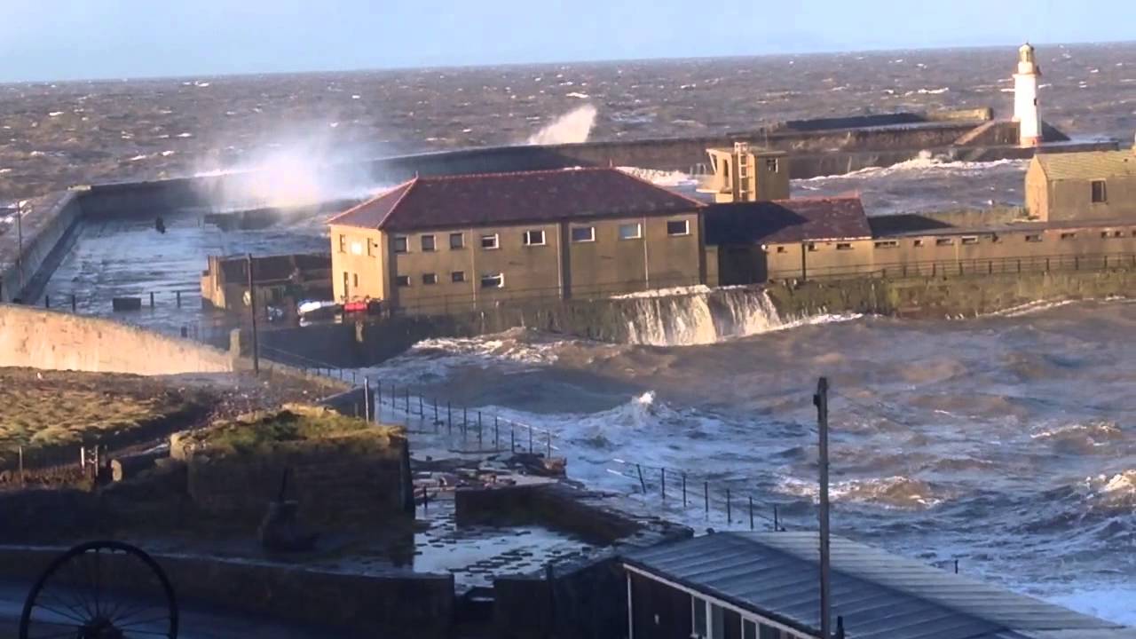 UK Raging Storm hits the Cumbrian Coast at Whitehaven.