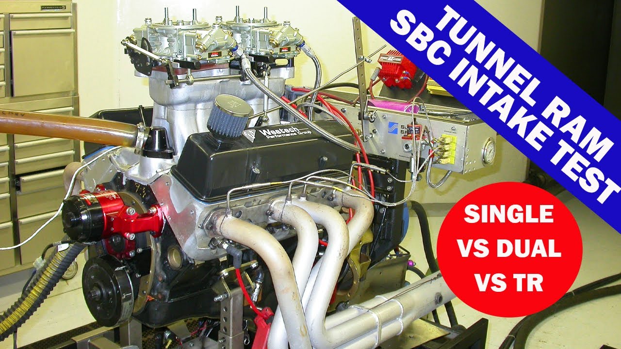 Сколько мощности стоит туннельный RAM SBC? 355 SBC INTAKE TEST-TUNNEL RAM VS RPM AIR GAP VICTOR JR