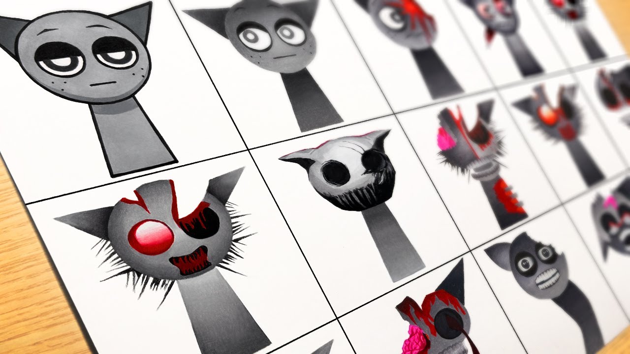 Drawing Incredibox Sprunki : Phase 1 to Phase 12 [Gray] New Updated Phase / Sprunki Mix