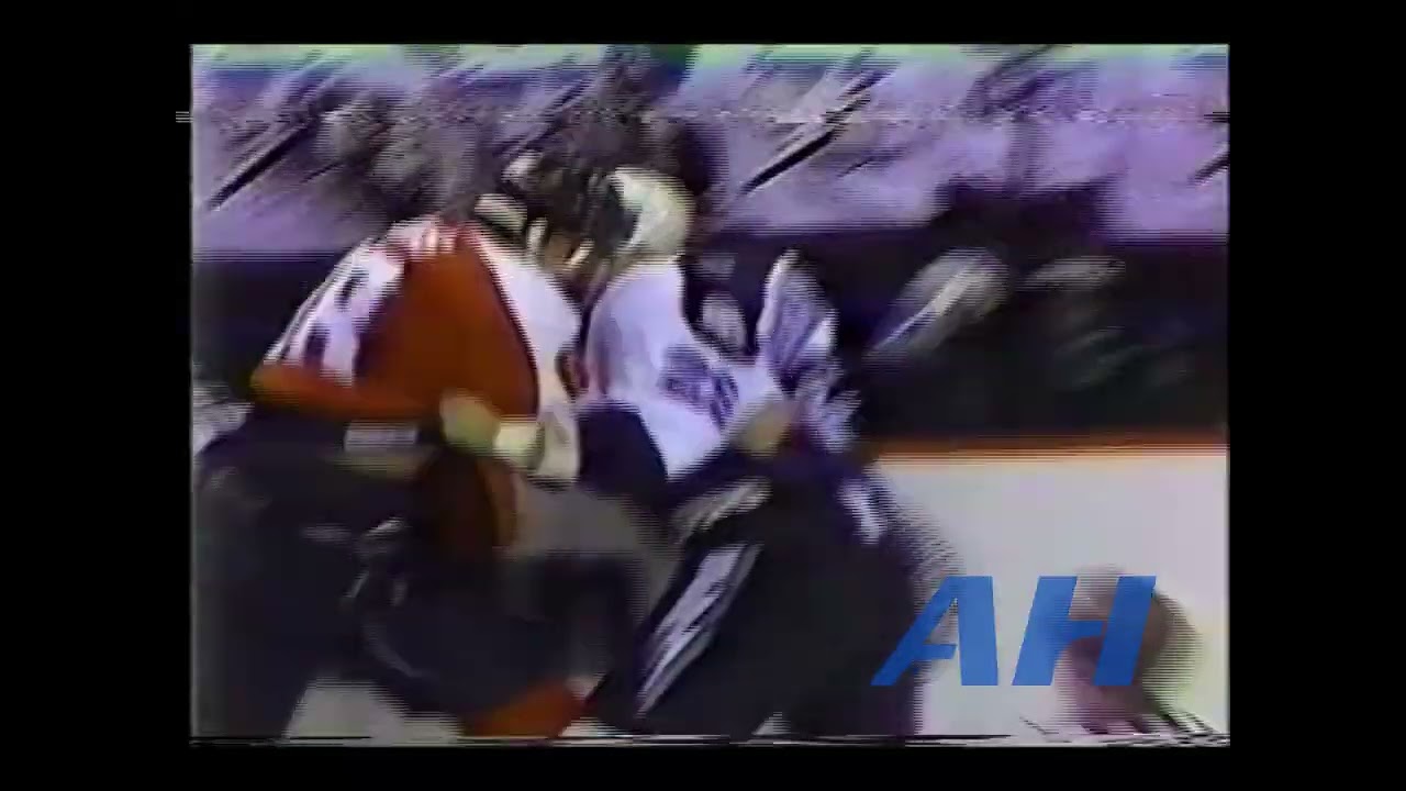 NHL Sep. 29, 1992 Joe Reekie,TB v Eric Lindros,PHI x2 Clips Tampa Bay Lightning Philadelphia Flyers