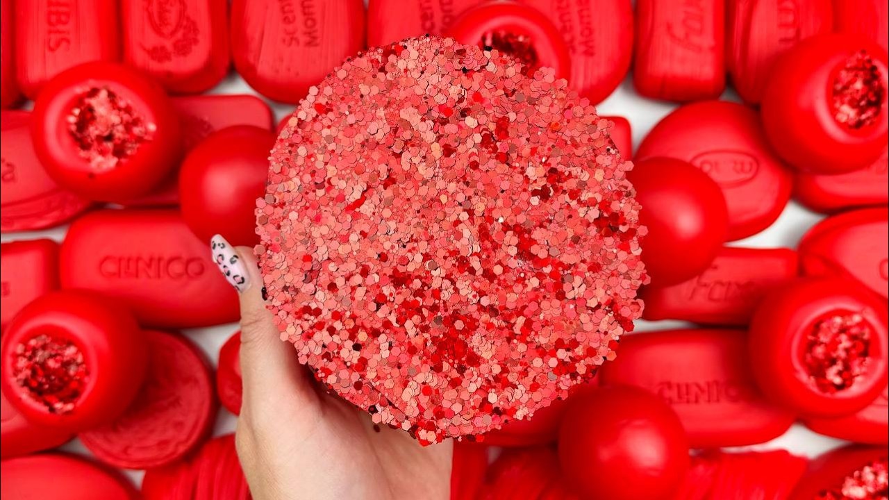 Relaxing ASMR Soap Art: Crushing Colorful Soap, Cutting cubes, and Creating with Glitter and Foam!