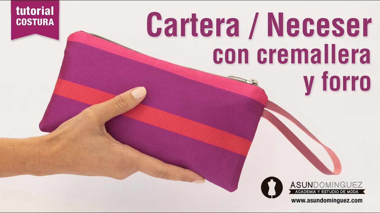 Coser cartera de mano paso a paso. Con forro y cremallera - Muy fácil - Tutorial costura iniciación