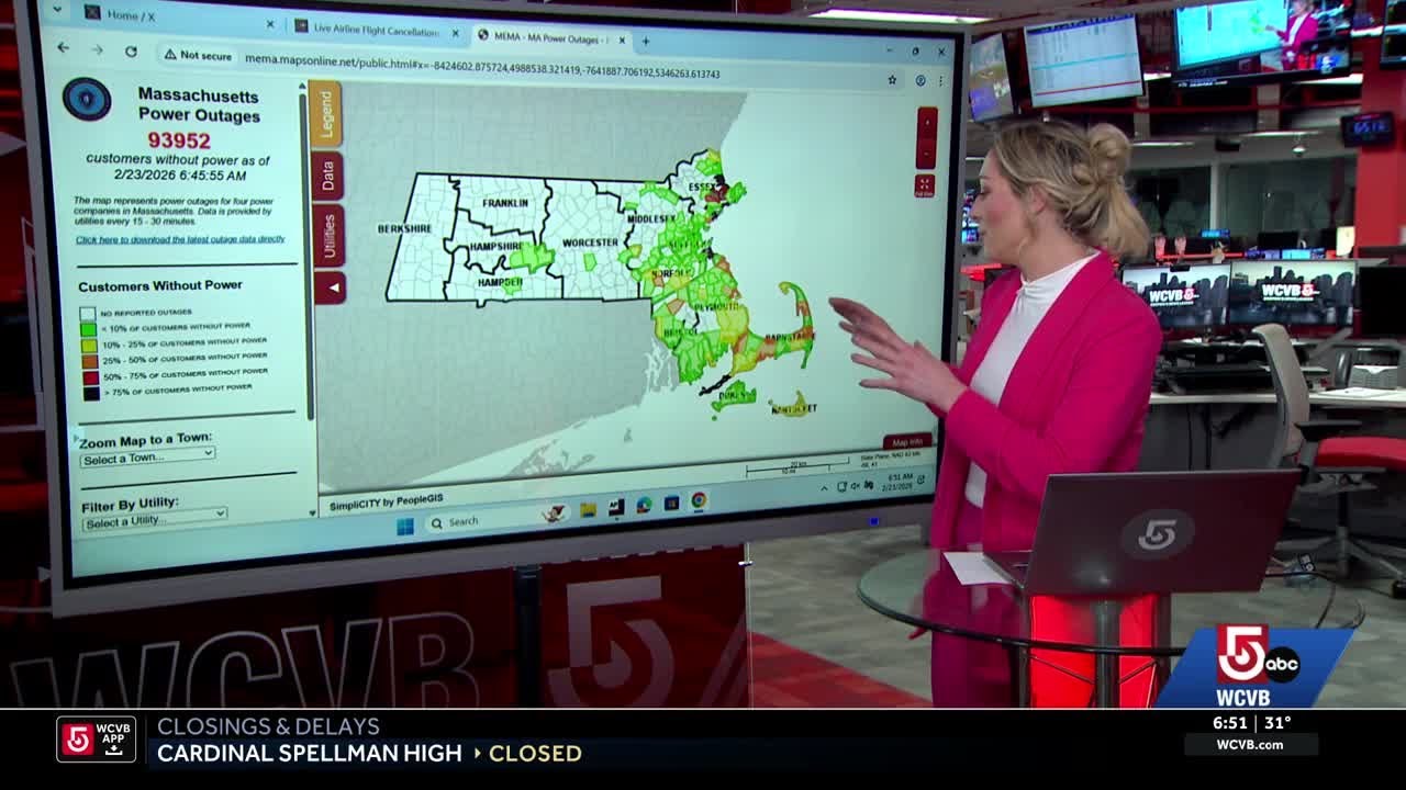 Thousands without power as nor'easter slams Mass.