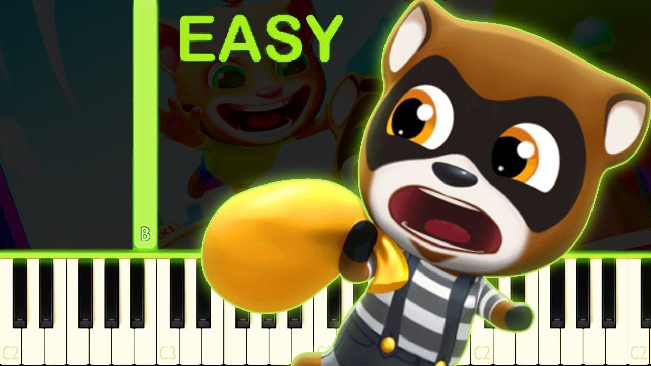 Catch the Raccoon | Talking Tom Gold Run - EASY Piano Tutorial