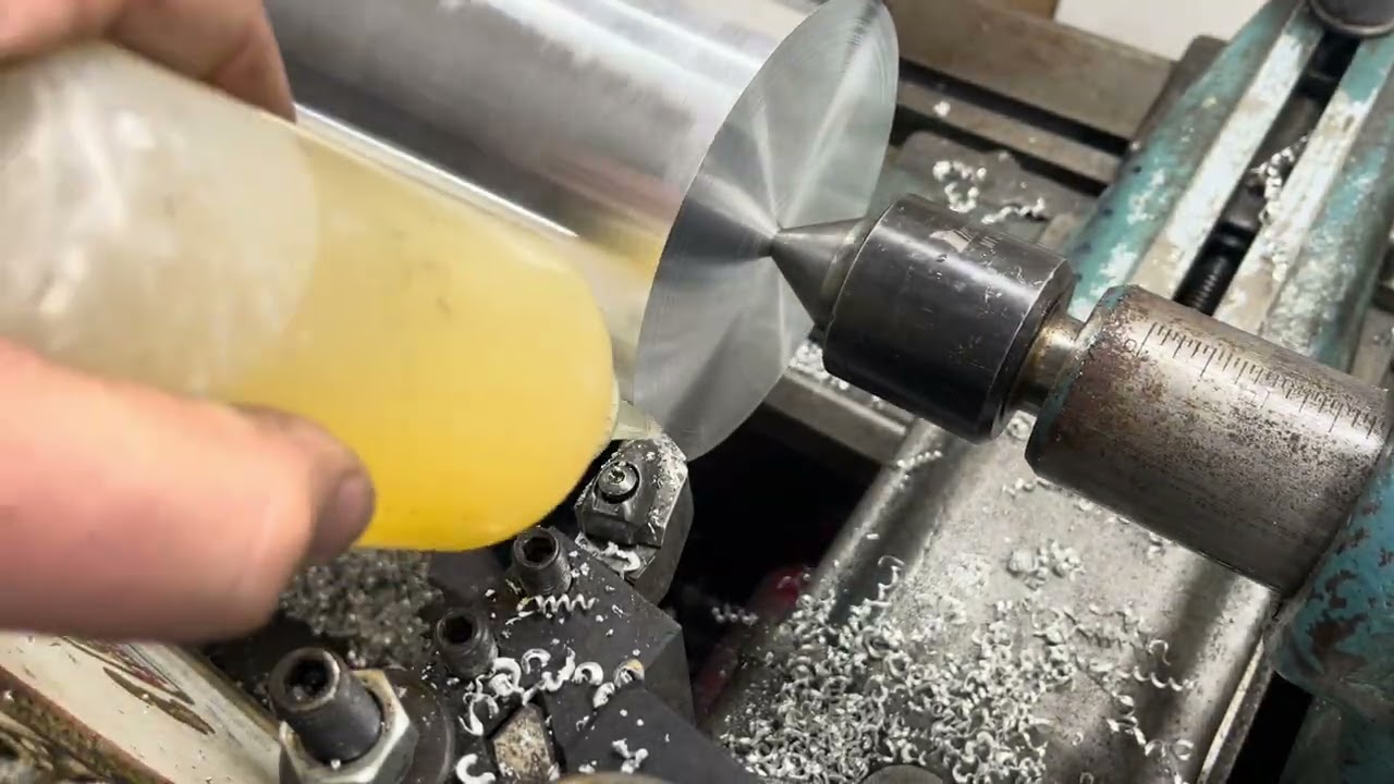 Facing and turning a chunk of aluminum with CDBP tools aluminum inserts