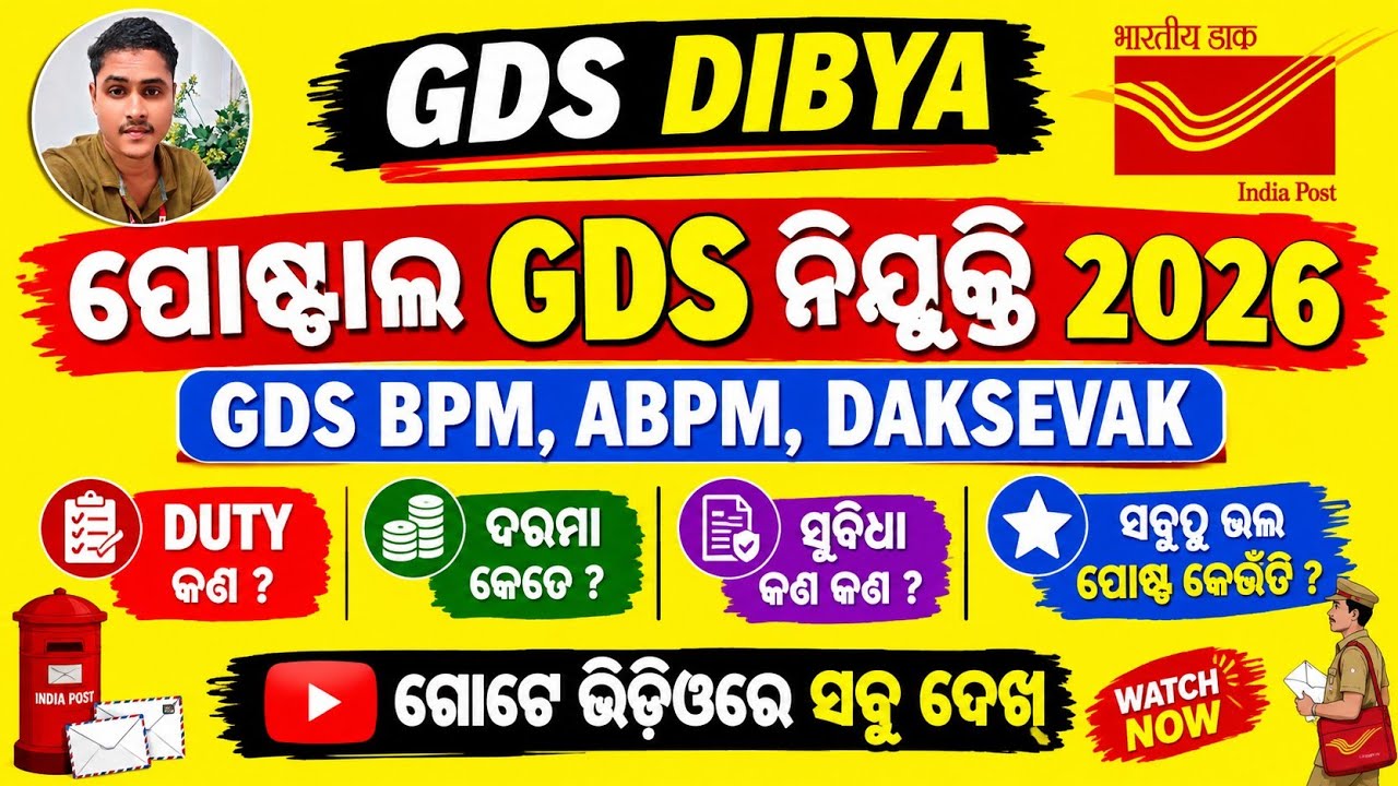 ODISHA POSTAL GDS BPM,ABPM,DAKSEVAK DUTY, salary working hours, VACCANCY ONLINE APPLY DETAILS 2026