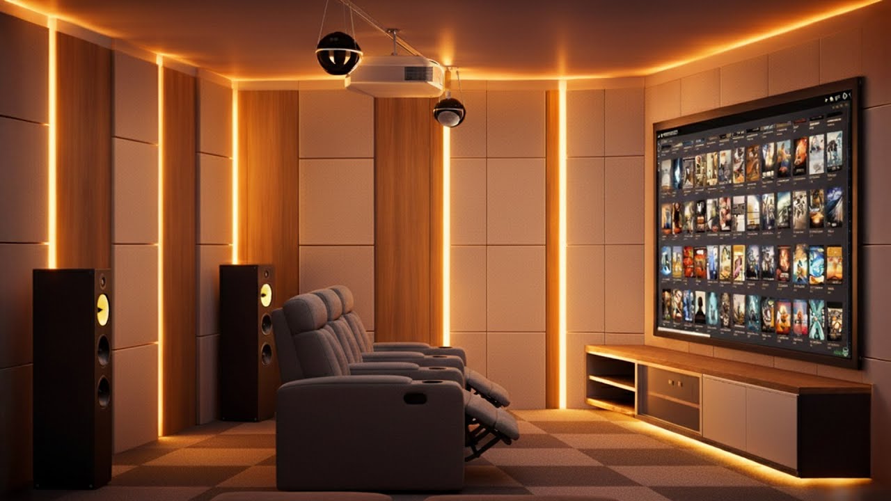 Sala cinema in taverna: Home Cinema 4K / Atmos su misura - Dal progetto alla realizzazione.
