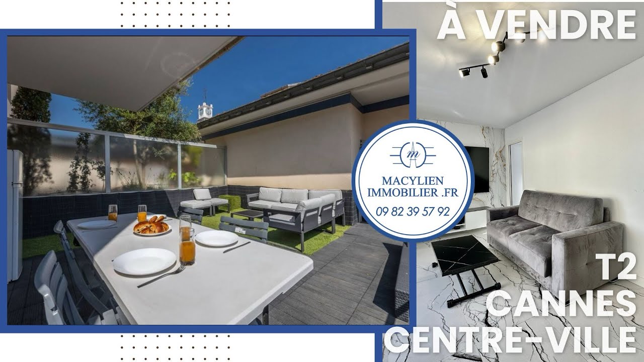A VENDRE T2 35m² 324.000€ • Cannes Centre-Ville • Terrasse 32 m² • Parking • Location Saisonnière