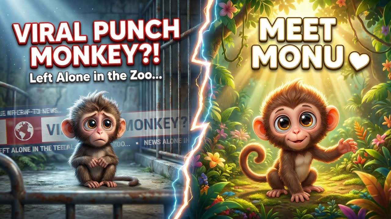 Monu Monkey 🐵 | The Sweet Side of  Viral &ldquo;Punch Monkey&rdquo; ❤️&zwj;🩹 | Baby Animals Song Kids English Rhymes