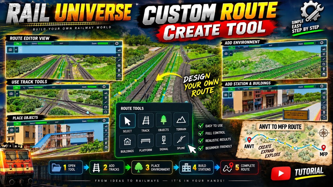 HOW TO CREATE CUSTOM ROUTE IN RAIL UNIVERSE 💀 | HOW TO USE TOOLS 🤔 | EASY EXPLAIN | ISHU K TECH