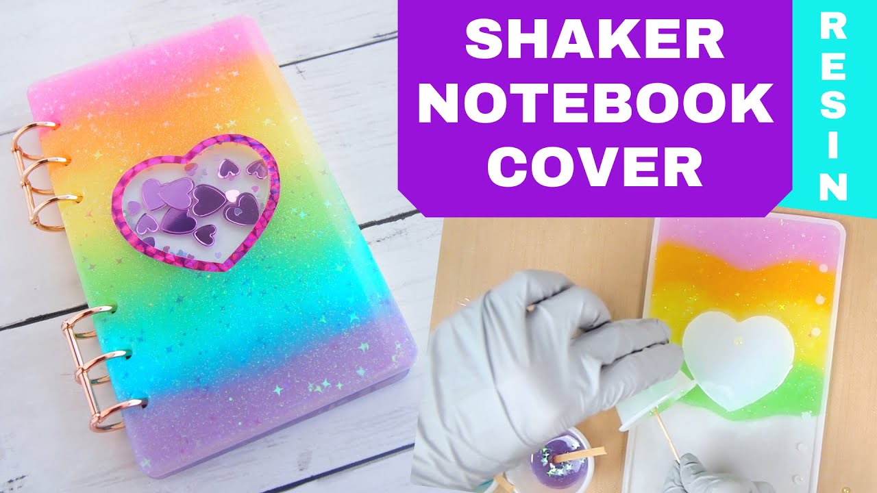 DIY Shaker Notebook Cover | Rainbow Heart | with Epoxy Resin